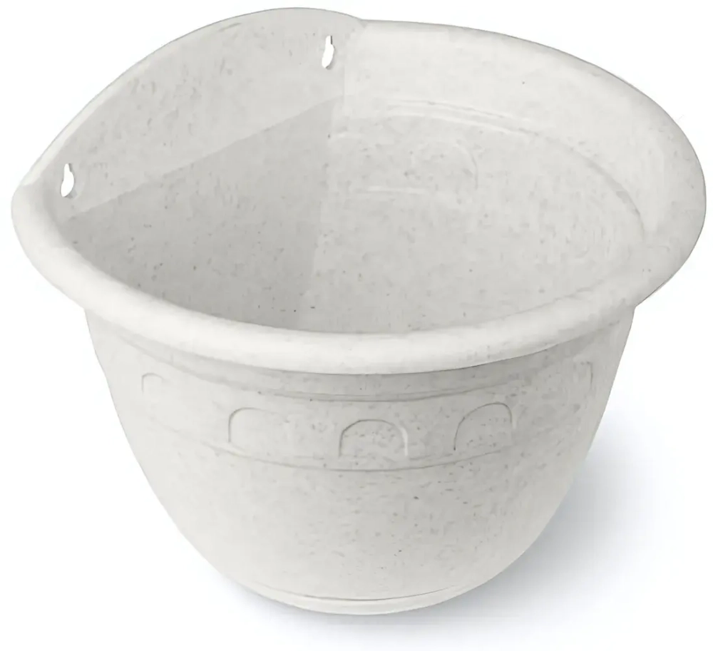 Кашпо настенное пластиковое 1,65л d-20см «Колывань» мраморный С112М