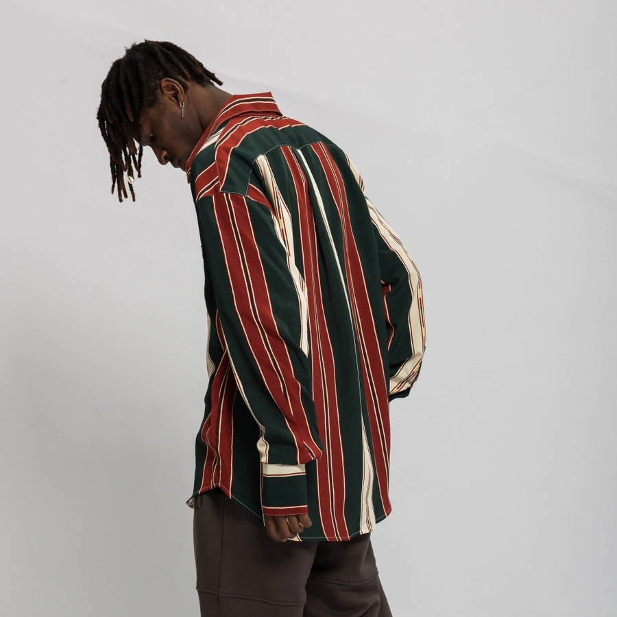 Рубашка ER "Green and Red Stripes" Long Sleeve Shirt