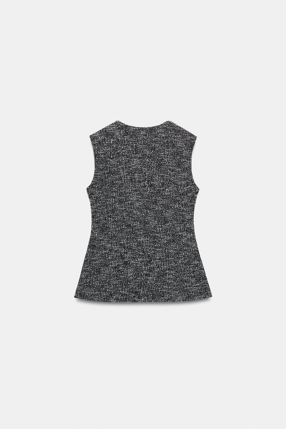 ZARA ТОП-ЖИЛЕТ ИЗ РЕЛЬЕФНОЙ ТКАНИ С ПУГОВИЦАМИ, ЧЕРНЫЙ/БЕЛЫЙ