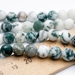 Моховый агат матовый бусины, диаметр 8,1-8,3 мм, цена за 22-23 шт (1/2 нити)