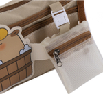 Пенал - косметичка Alingar, ткань, молния, 2 боковых кармана, мини-кошелек, 195 х 90 х 50 мм, "CAPYBARA", бежевый, европодвес