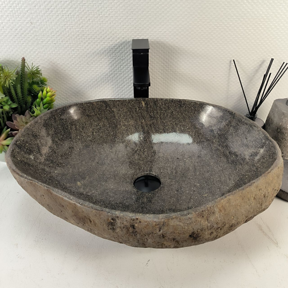 Каменная раковина из речного камня RS-05279 (56*44*16) 0862 из натурального камня