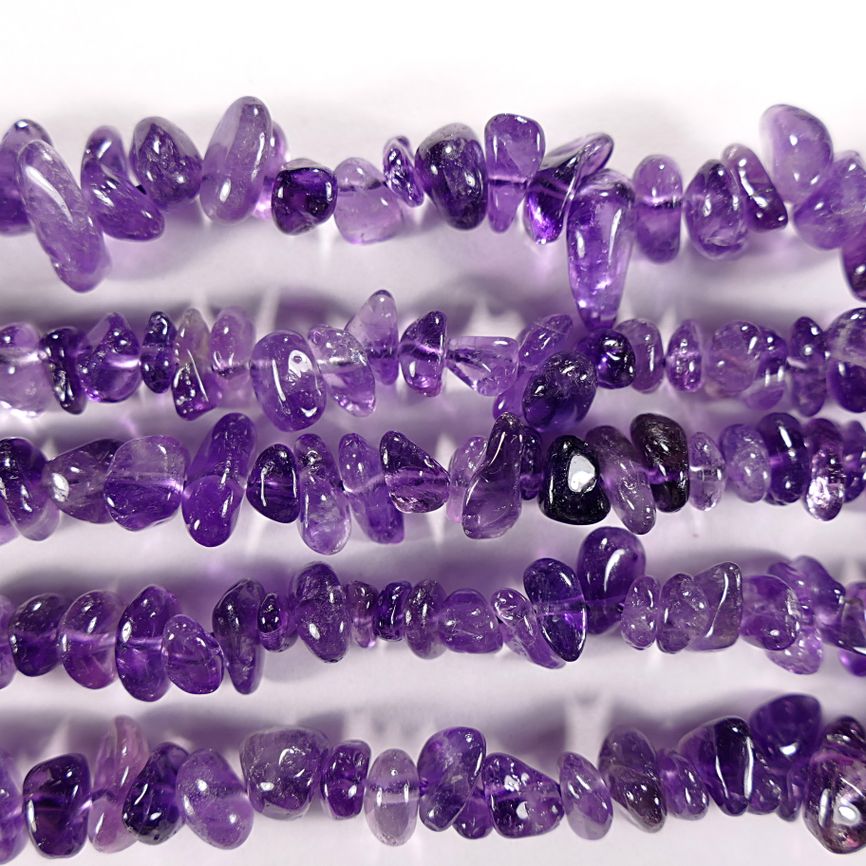 Нить бусин из аметиста, фигурные, 1x5 - 4x8 мм (крошка, гладкие)
