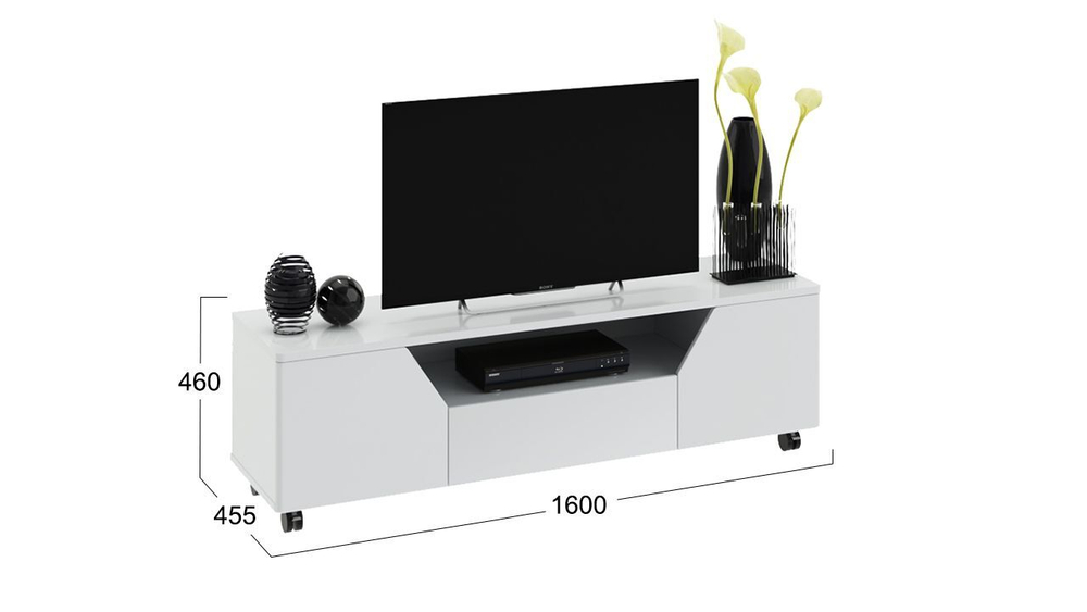 Тумба под телевизор Diamond21, ЛДСП, МДФ, шариковые направляющие