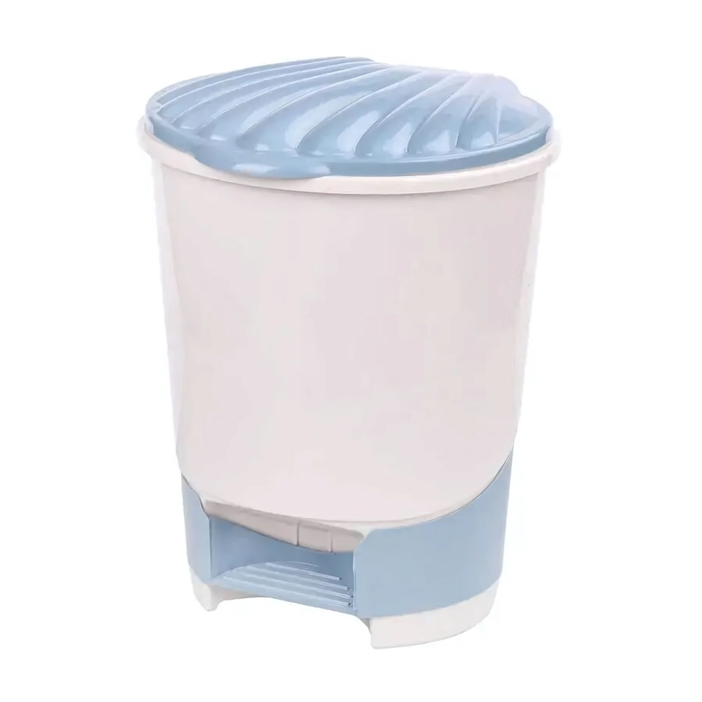 Ведро для мусора с педалью 10л св.бежевый-синий