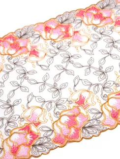 05-130 Вышивка на неэл. сетке 24 см, телесный/коралл/розовый