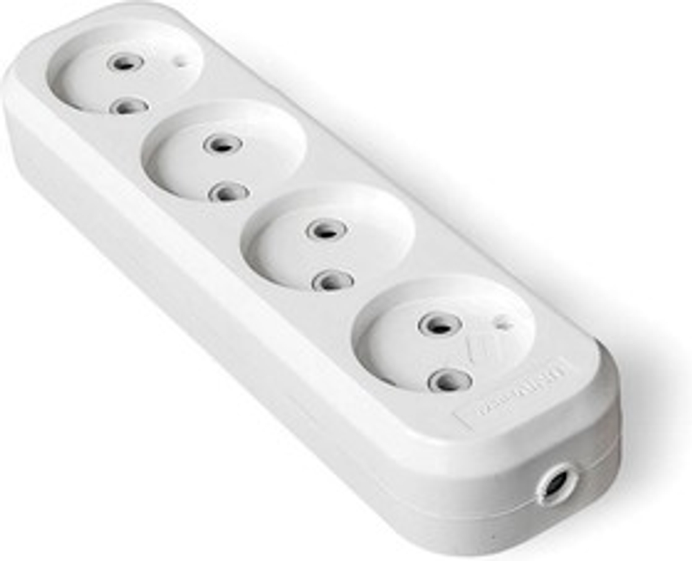 Колодка удлинителя 4-м без заземл. АБС-пластик E204