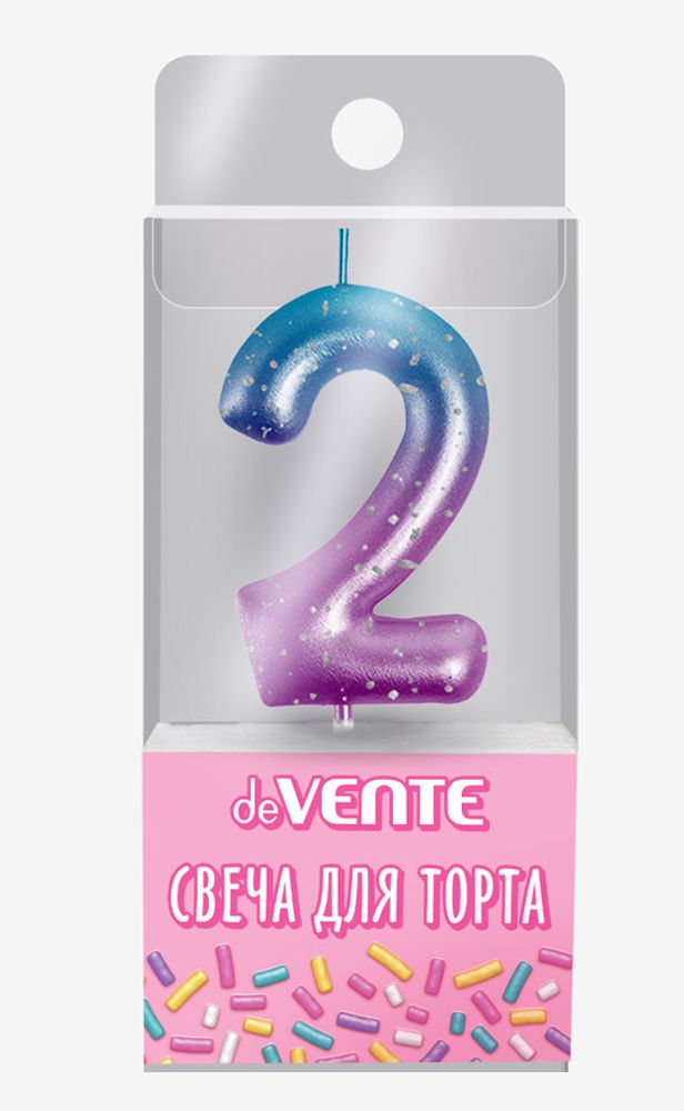 Свеча д/торта ДЕВЕНТЕ цифра &quot;2&quot; Дегрейд (9060501)