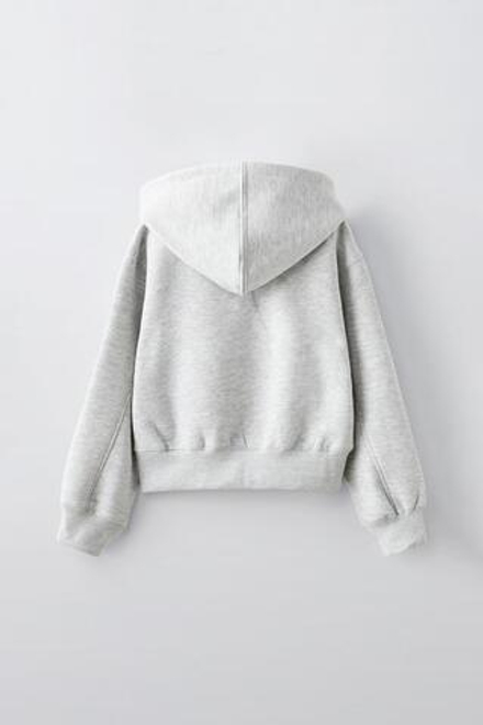 ZARA ТОЛСТОВКА С НАДПИСЬЮ, СЕРЫЙ С МЕЛАНЖЕВЫМ ЭФФЕКТОМ