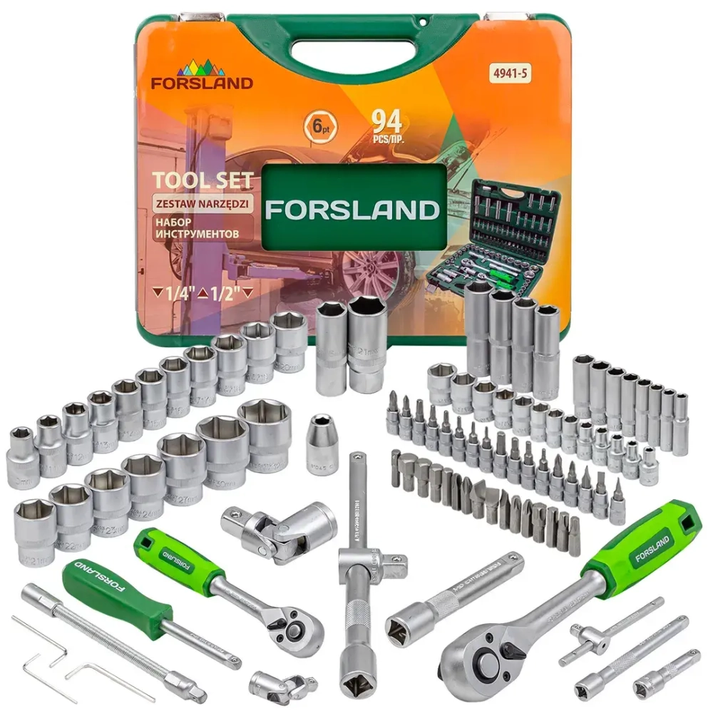 Набор инструментов 94 пр.1/4'',1/2''(6гр.)(4-32мм) Forsland Forsland-4941-5
