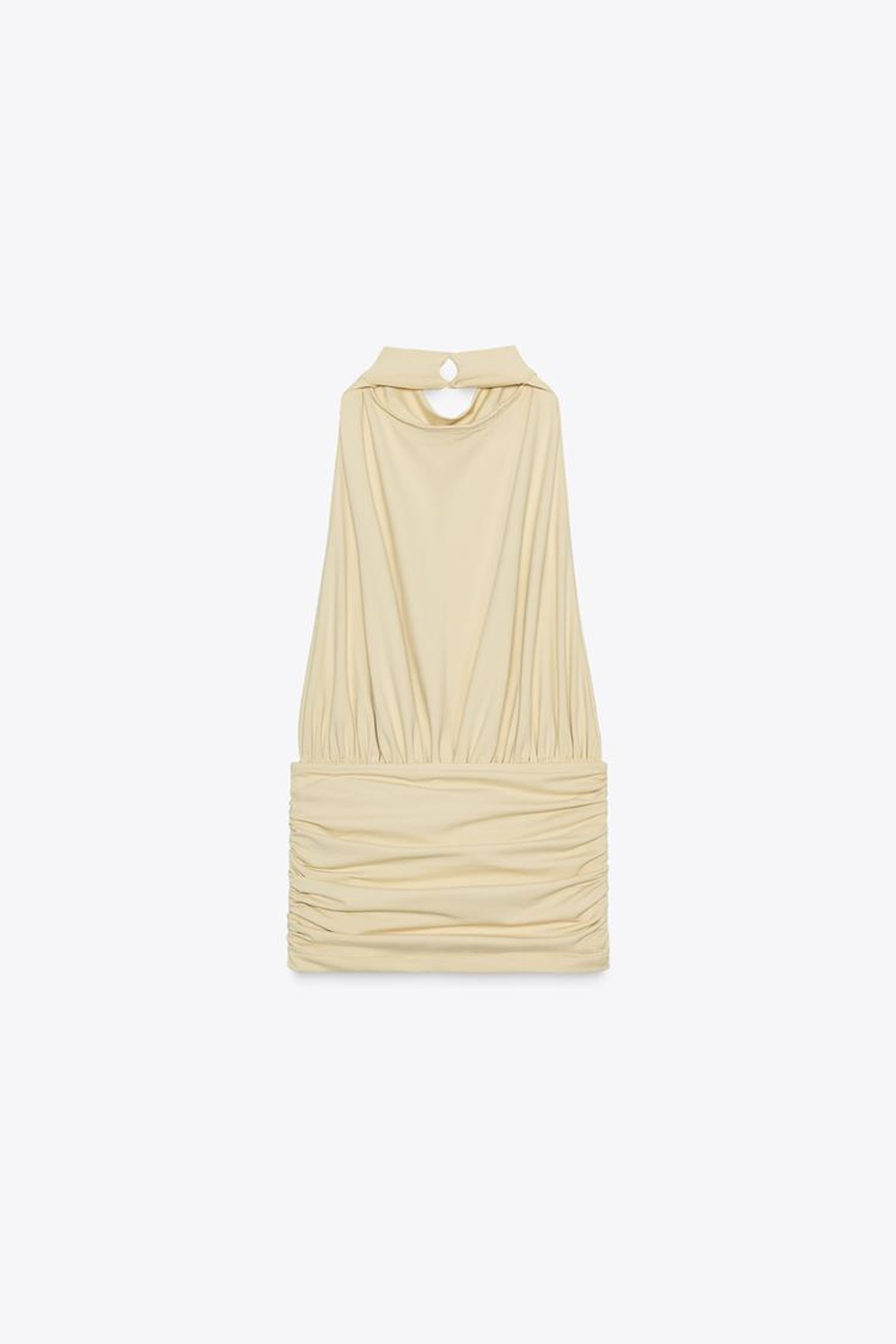 ZARA ТОП ИЗ ПОЛИАМИДА СО СБОРКАМИ И СОЛНЦЕМ, ЖЕЛТЫЙ