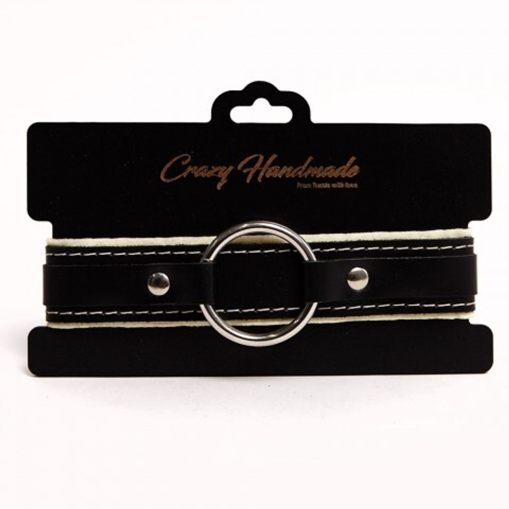 Ошейник с мягкой бежевой подкладкой Crazy Handmade