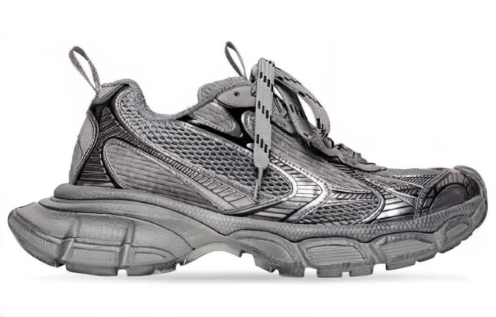 Balenciaga 3XL Mesh Low top Chunky Sneakers Men"s Silver Gray
