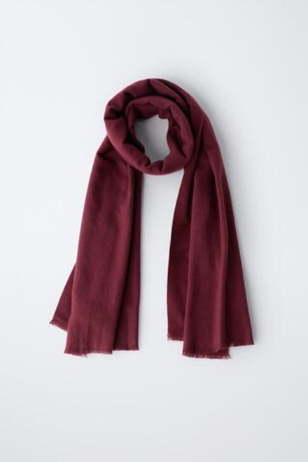 ZARA ШАРФ ИЗ МЯГКОЙ ТКАНИ, БУРГУНДИ