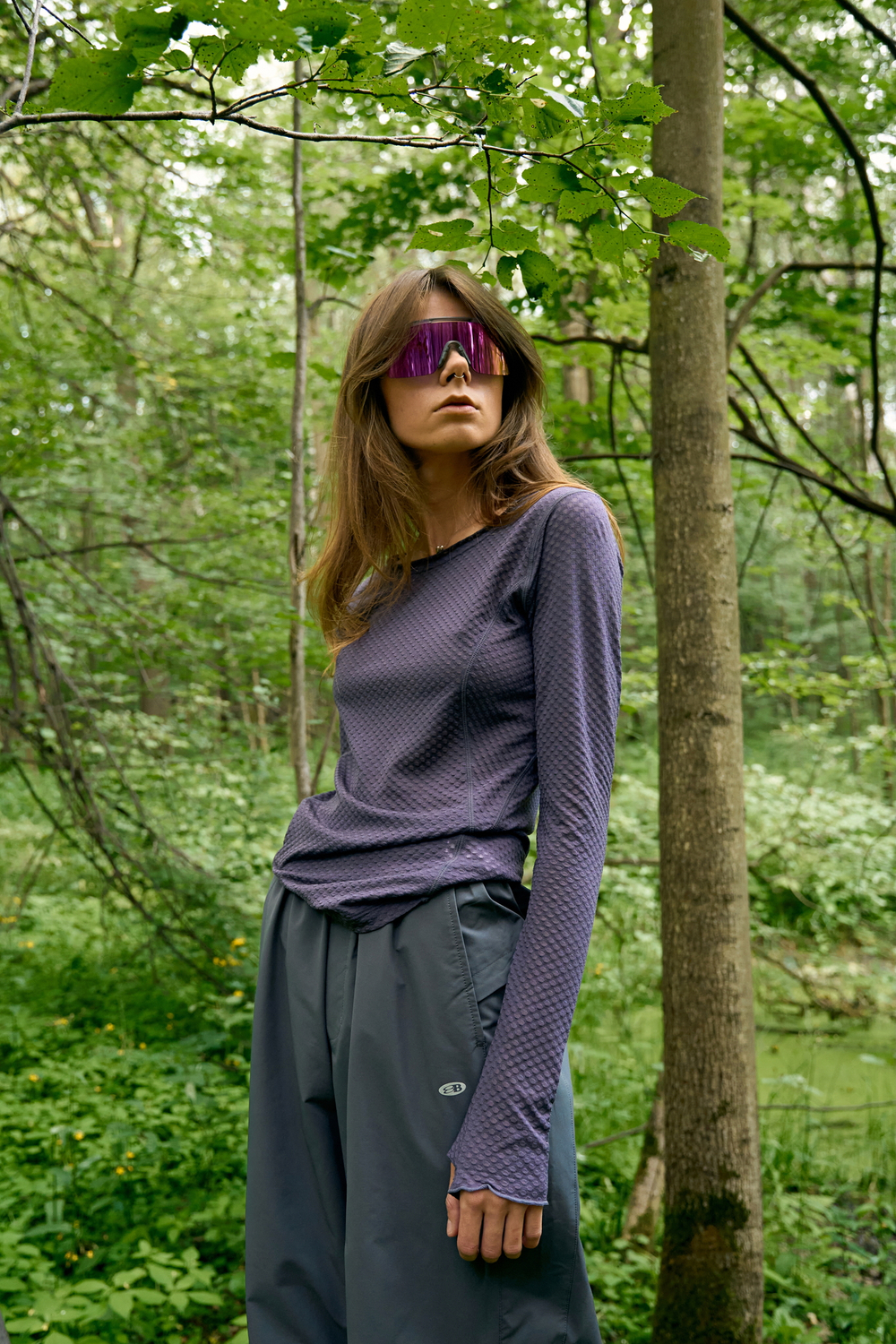 Лонгслив Nothomme Blue Wool Jacquard Mesh T-shirt "Deep Purple" Women's