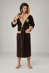 Халат мужской с капюшоном 7160 Nusa коричневый