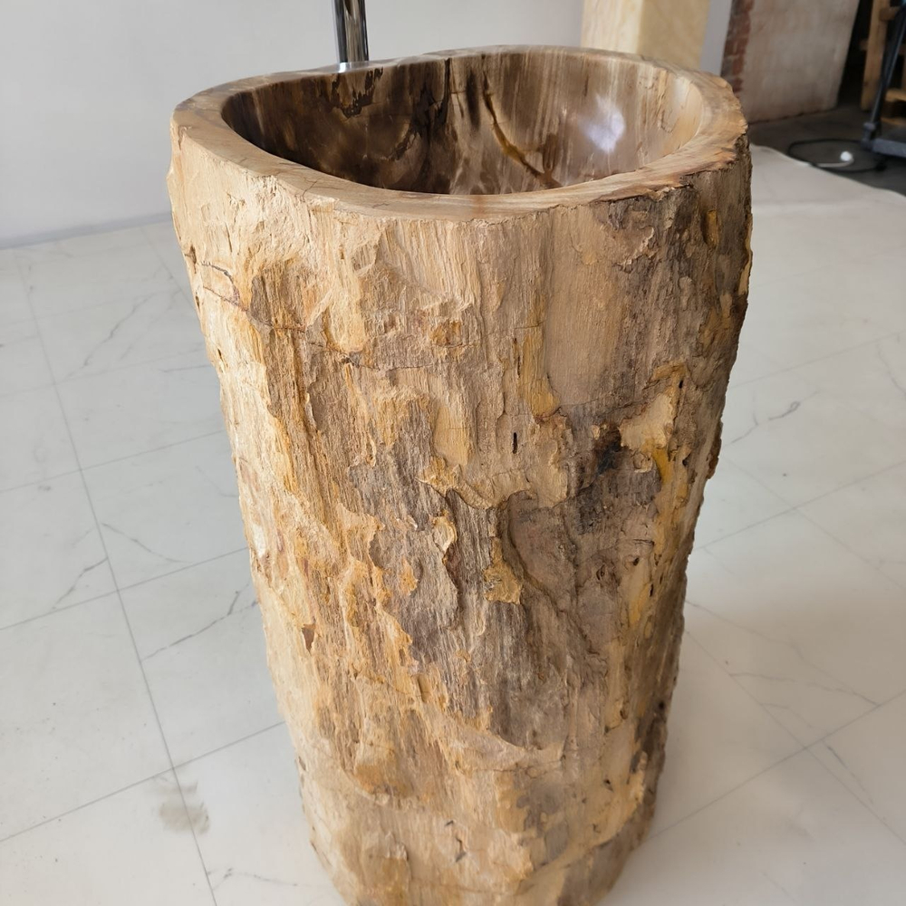 Раковина напольная из окаменелого дерева ODN-04180 (47*41*90 см)