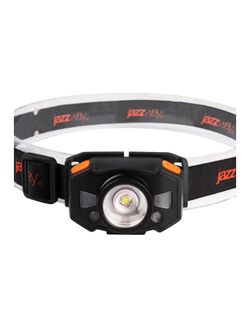 Фонарь аккумуляторный налобный AccuH1-L5WZ-og zoom LED 5Вт + 2хRED SMD IP54 5 режимов: 100проц. 180лм 3.5ч/50проц. 110лм 5.5ч/30проц. 65лм 15ч/красн. 28ч/мигающ. красн. 12ч аккум. 0.8А.ч управл. жестами черн./оранж. JazzWay 5036611
