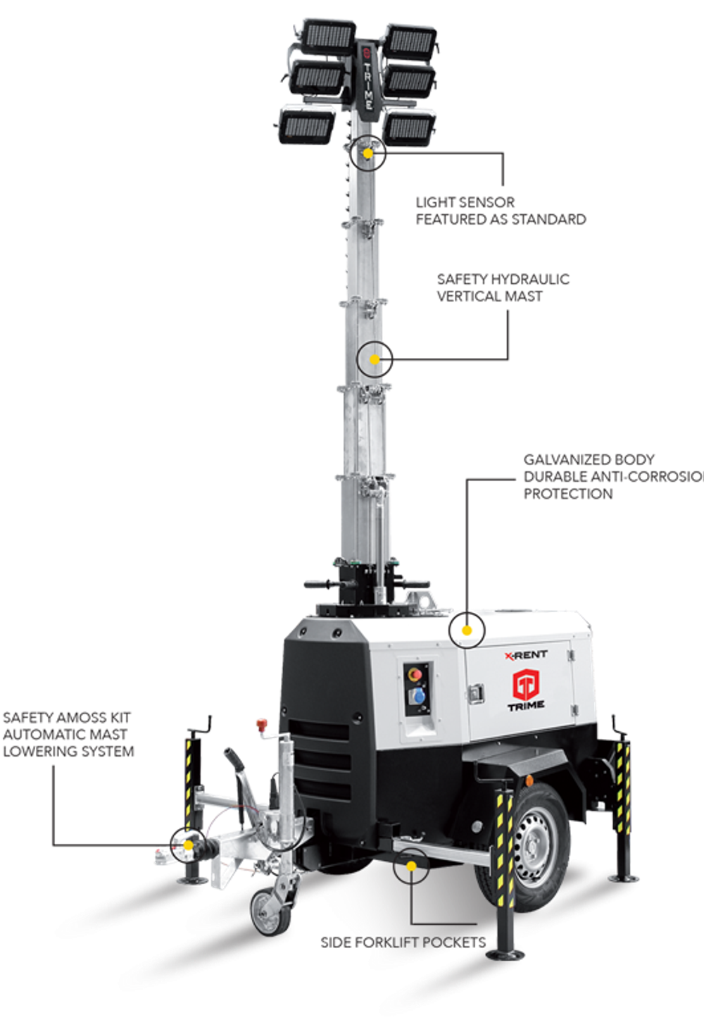 Мобильная мачта освещения TRIME X-Rent 6x320W LED - 9M светодиодная