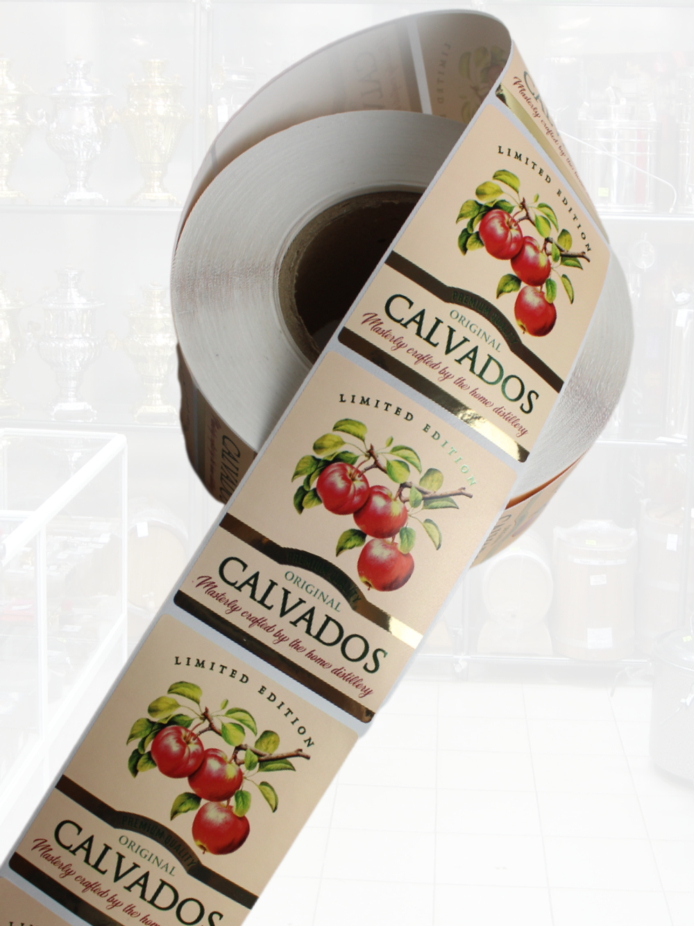 Наклейки на бутылки Кальвадос. Блестящие 10 шт.