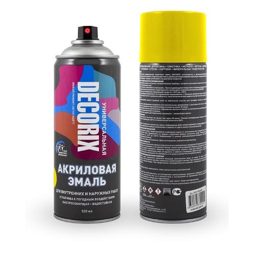 Эмаль аэроз. DECORIX акрил. желтая 520мл  0101-07 DX * АКЦИЯ