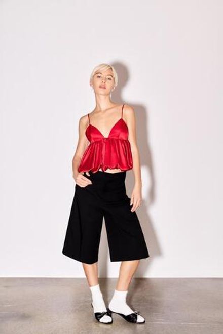 ZARA ОБЪЕМНЫЙ АТЛАСНЫЙ ТОП, КРАСНЫЙ