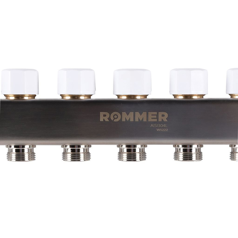 Коллекторная группа ROMMER 6 выходов нержавеющая сталь с расходомерами RMS-1201-000006