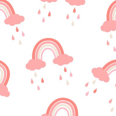 Розовая радуга с облаками