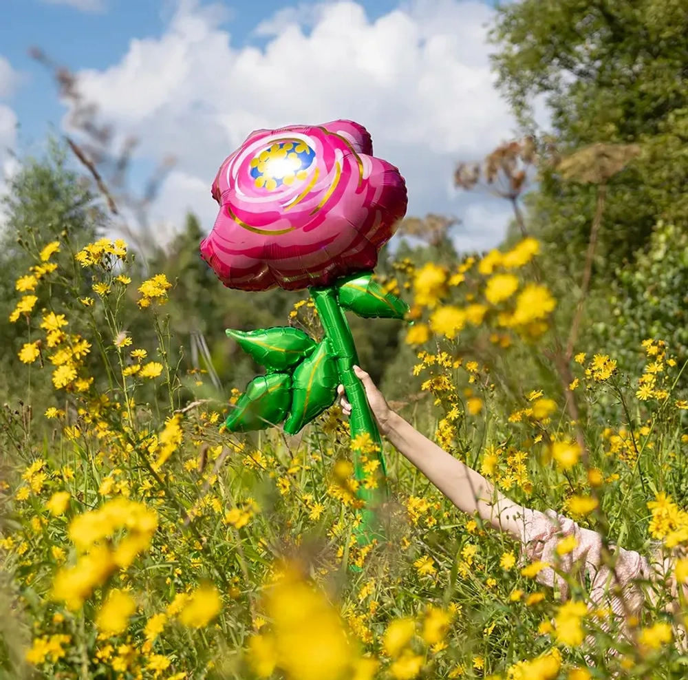 Фольгированный шар-фигура «Розовая роза», 104 см