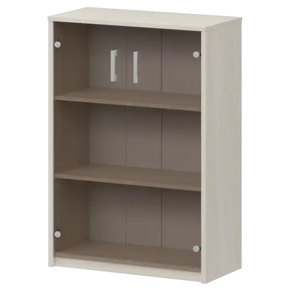 Стеллаж средний с тонированным стеклом А-304/А-стл304тон Ясень шимо 770x365x1220 Арго