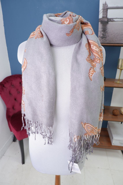 Шарф серый шерстяной