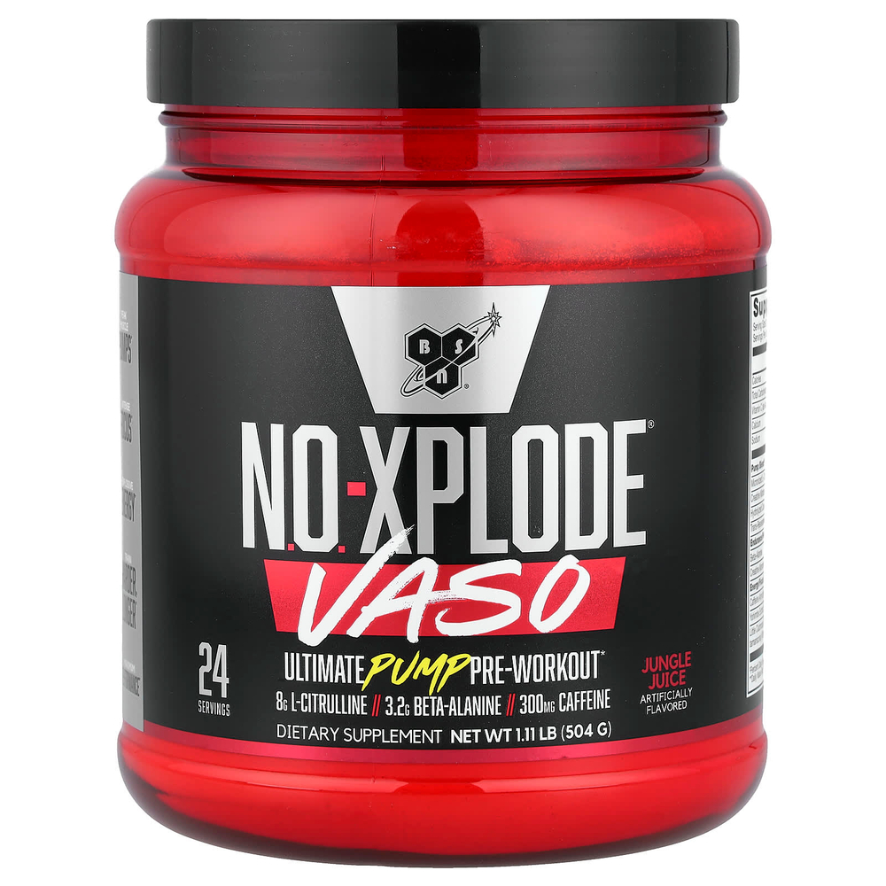 BSN, No-Xplode® VASO, предтренировочный комплекс для прокачки, со вкусом джунглей, 504 г (1,11 фунта)