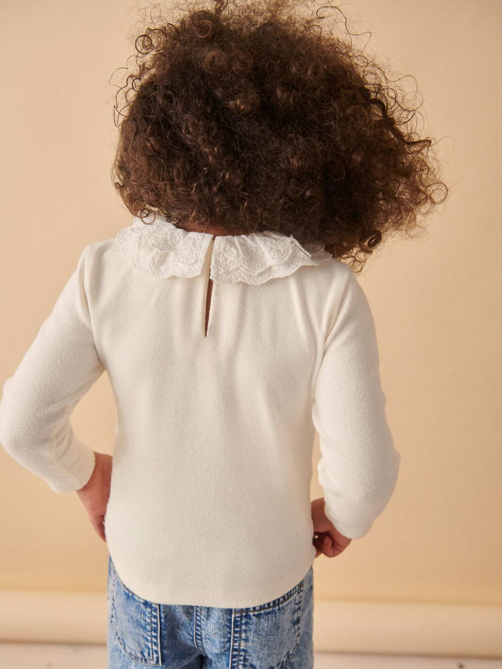 Лонгслив с воротником для девочки Next 168-478, Кремовый