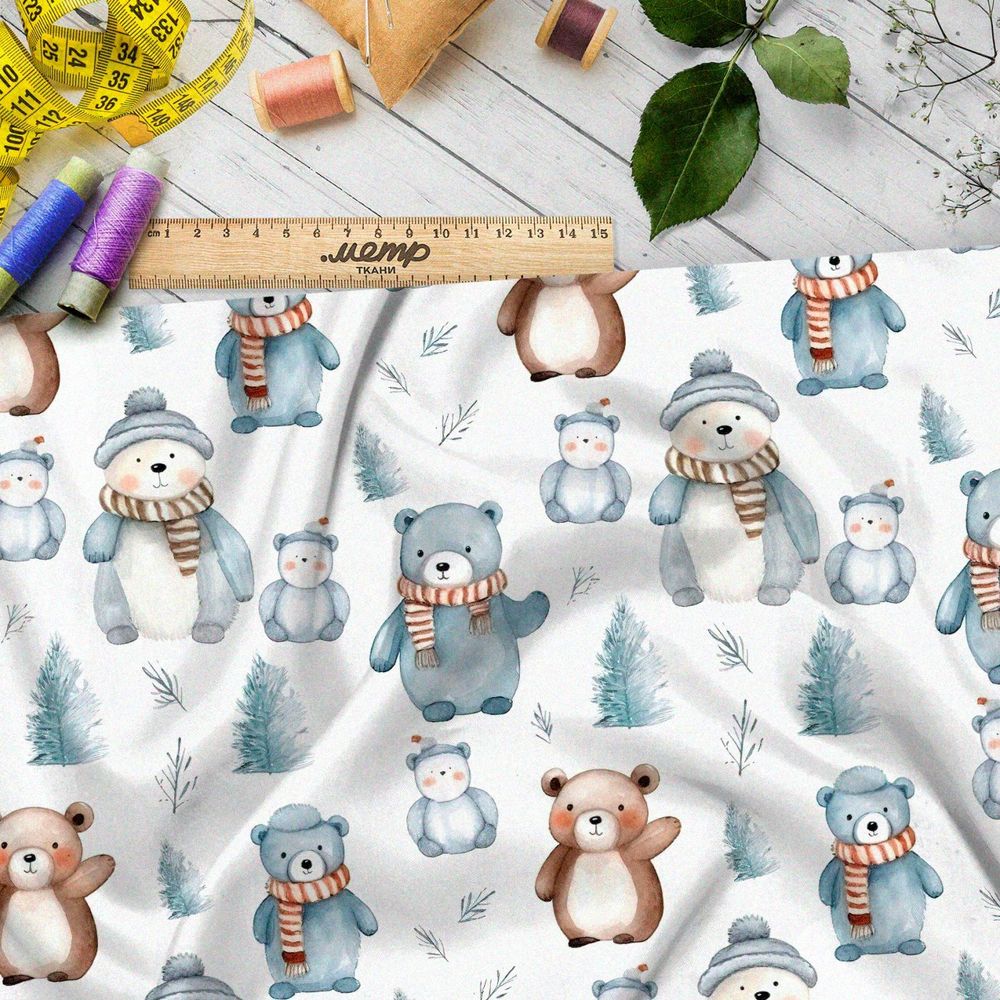 Ткань премиум мембрана зимние медведи