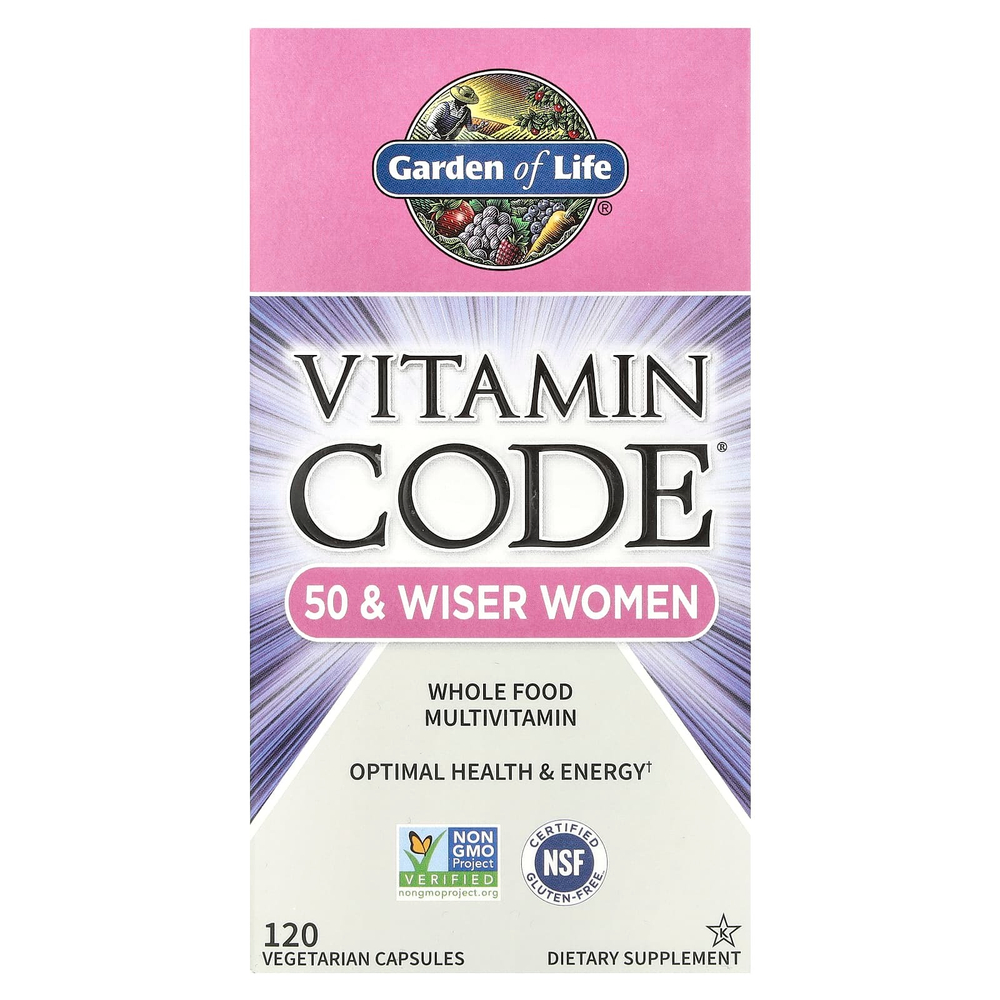 Garden of Life, Vitamin Code®, мультивитамины из цельных продуктов для женщин от 50 лет, 120 вегетарианских капсул