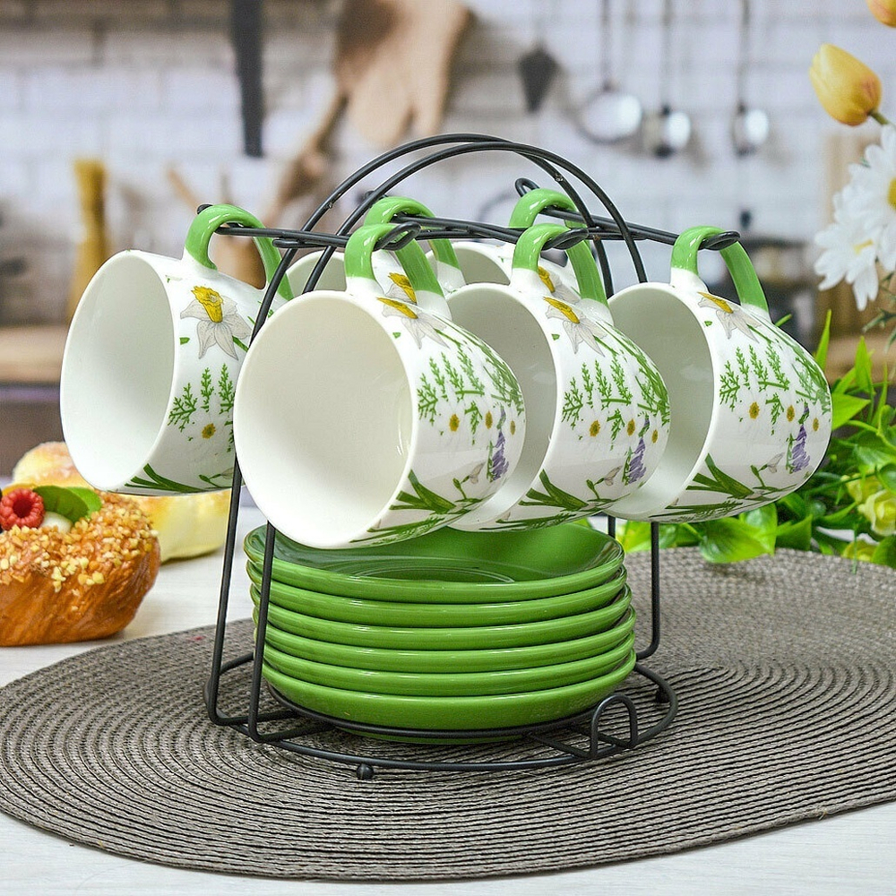 Чайный набор 12 предметов 240мл на подставке, 202366