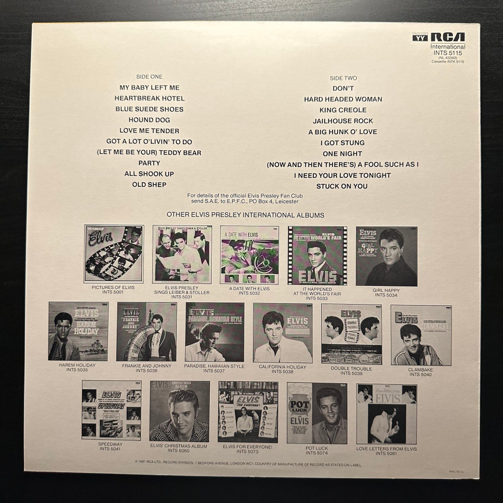 Elvis Presley - 20 Greatest Hits Vol. 1 (Англия 1981г.)