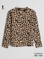 Леопардовый лонгслив базовый для девочки