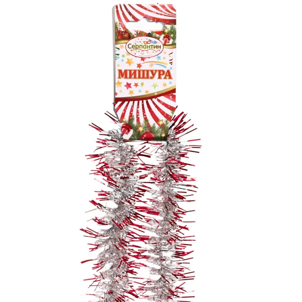 Мишура 2м, фонарик D 5см, красная