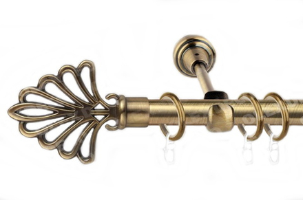 Карниз кованый "Веер" d16 мм однорядный, цвет антик