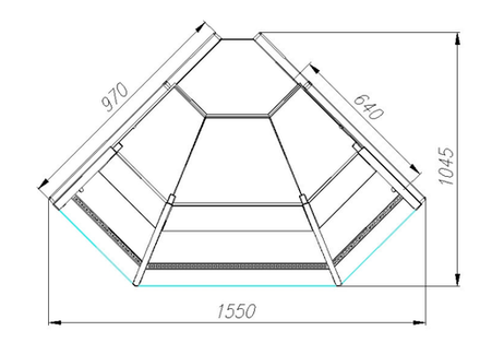 Холодильная витрина CARBOMA ВХСу-1 PALM 2 (GC95 VM-5) динамика, внешний угол 90