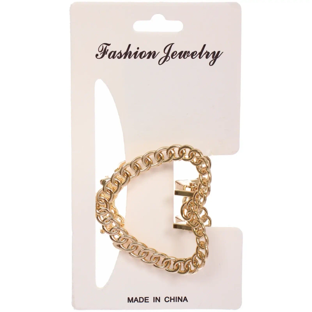 Заколка - краб для волос на блистере «PREMIUM», сердце, цвет серебро и золото, 4см