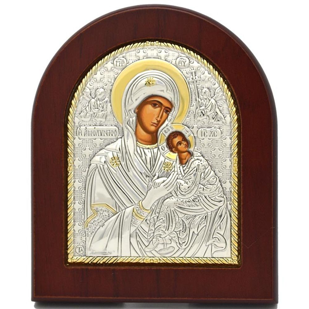 Страстная икона Божией Матери в серебряном окладе.