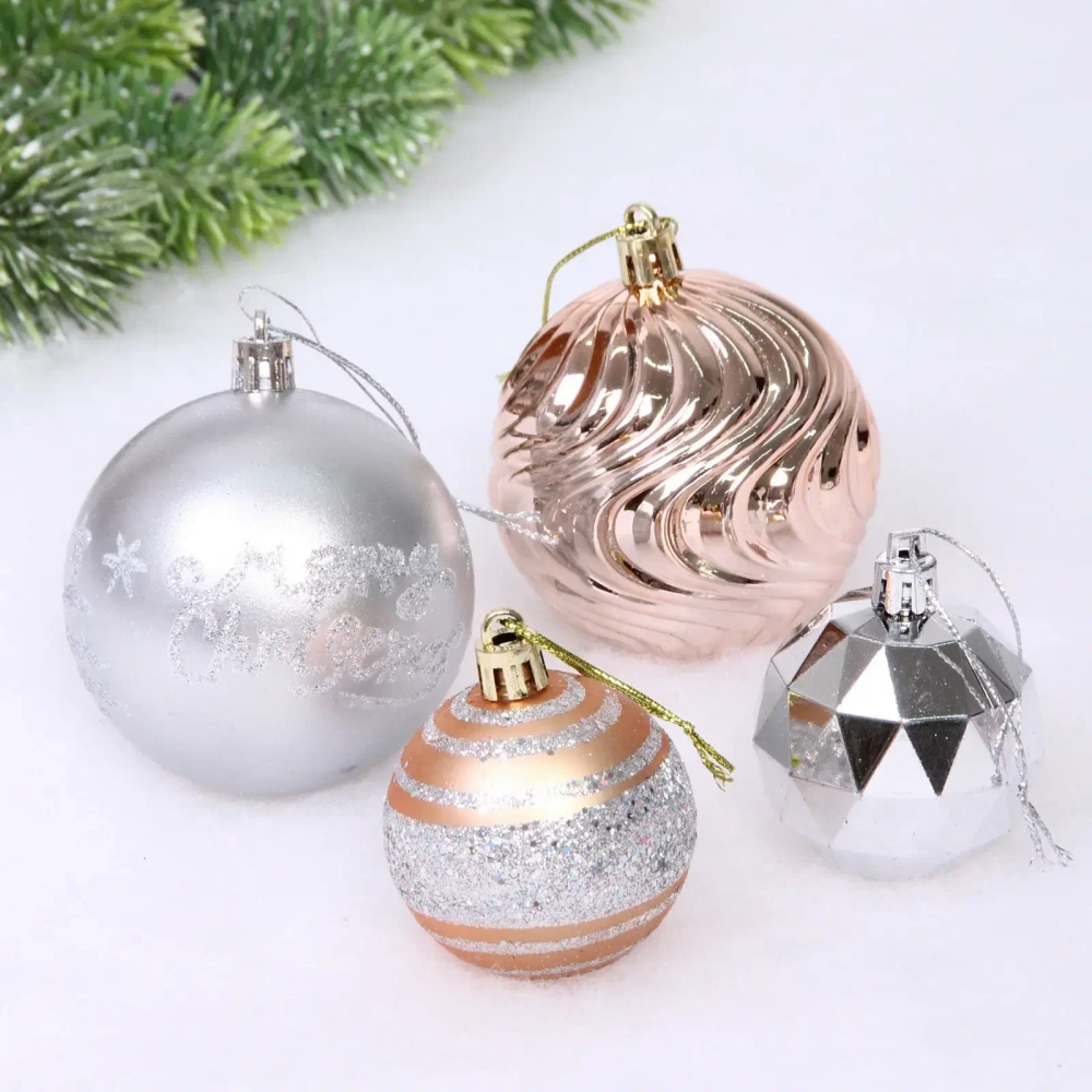 Набор шаров «Winter miracle» 7 см + 5 см (24 предмета), Шампань/Серебро