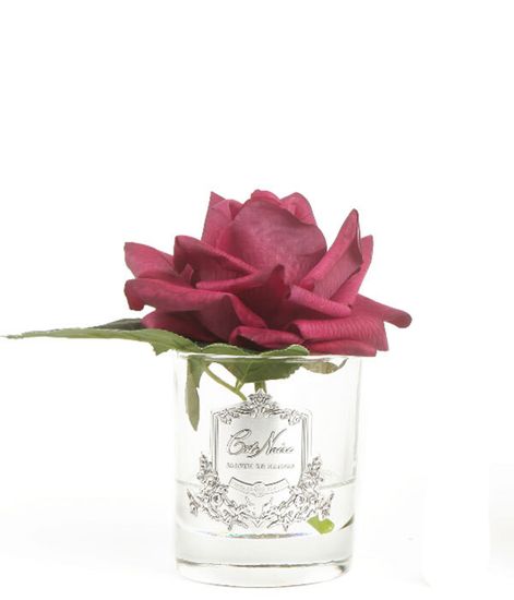 Красная роза ароматизированная в прозрачной вазе, Cote Noire