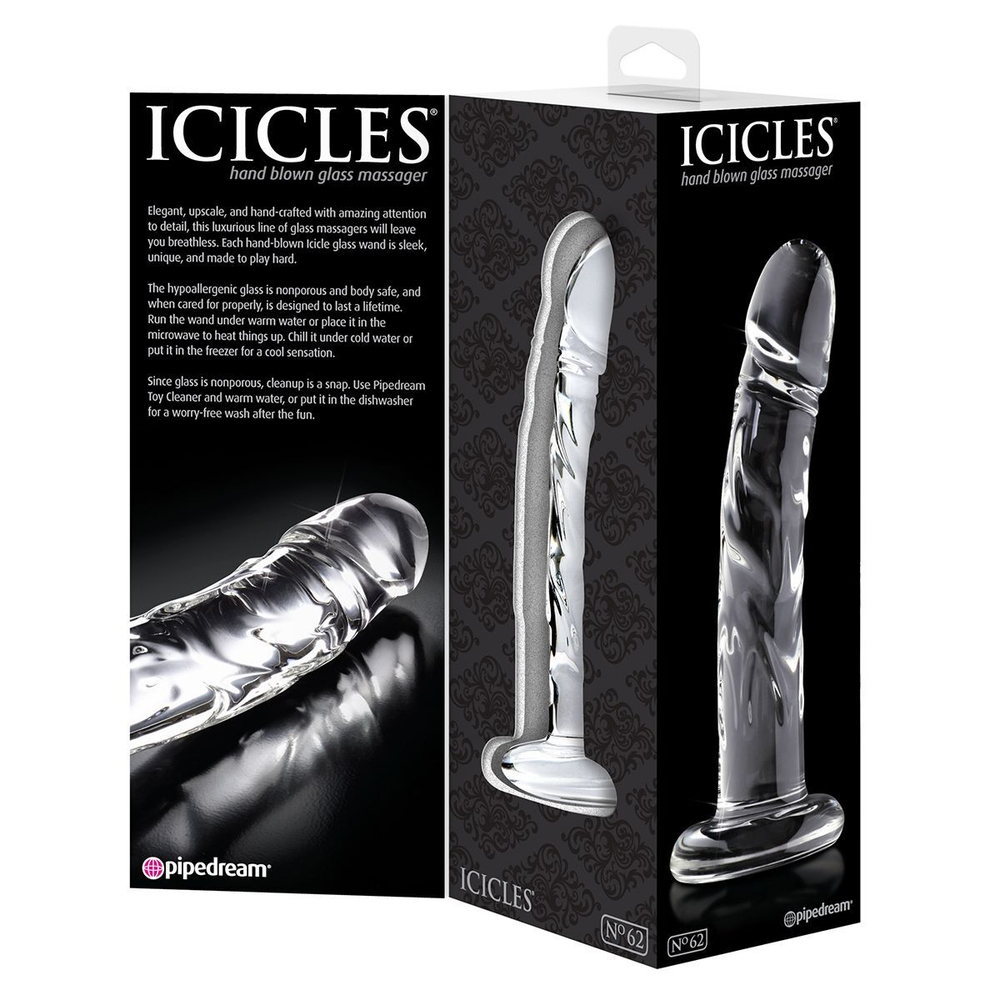 Прозрачный стеклянный фаллоимитатор Icicles №62 - 16,5 см. (Цвет: прозрачный)