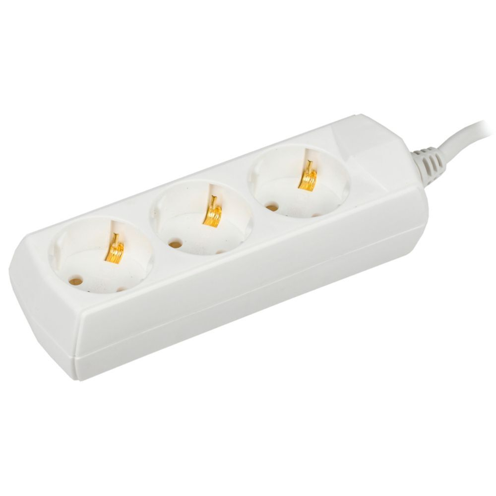 Удлинитель бытовой 3 гн, 5 м, 3х1 мм2, 10 А, IEK, Generica, WYP10-10-03-05-Z-G