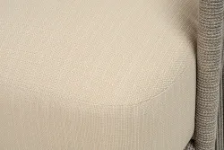 "Альбано" кресло плетеное из роупа, каркас алюминий светло-серый (RAL7035) муар, роуп серый меланж круглый, ткань Mossle светло-бежевая