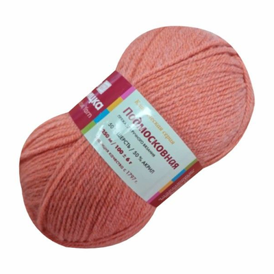 Пряжа "Подмосковная", 50% шерсть, 50% акрил, 100гр-250м, настурция