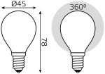 Лампа Gauss LED Filament Шар 9W E14 610 lm 4100K milky 105201209